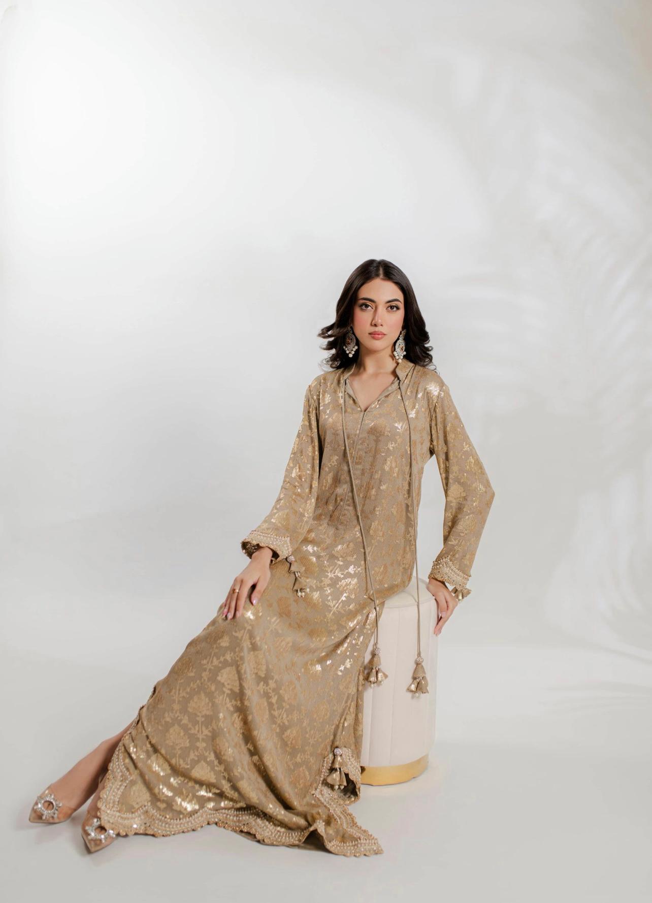 Euphoria Gold Kaftan by Alizay Saad - Alizay Saad