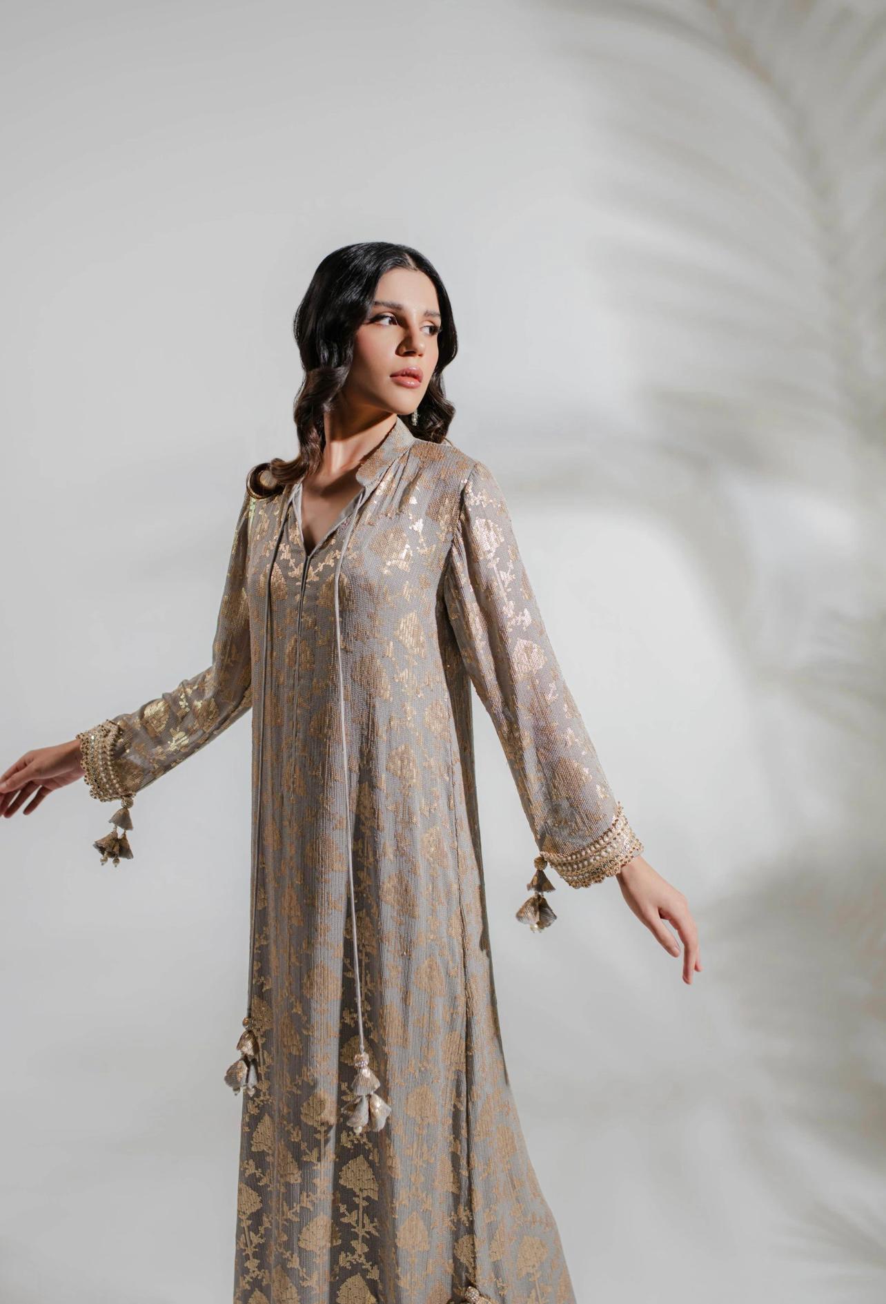 Euphoria Silver Kaftan by Alizay Saad - Alizay Saad