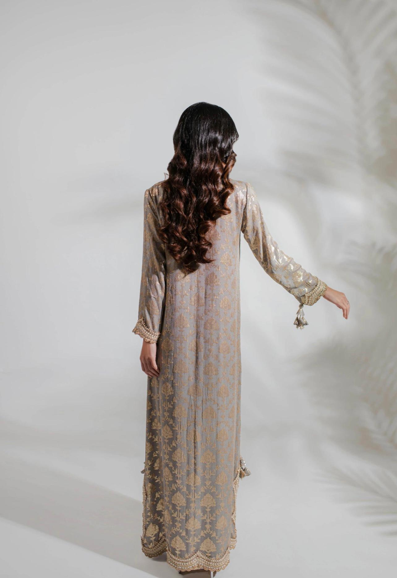 Euphoria Silver Kaftan by Alizay Saad - Alizay Saad