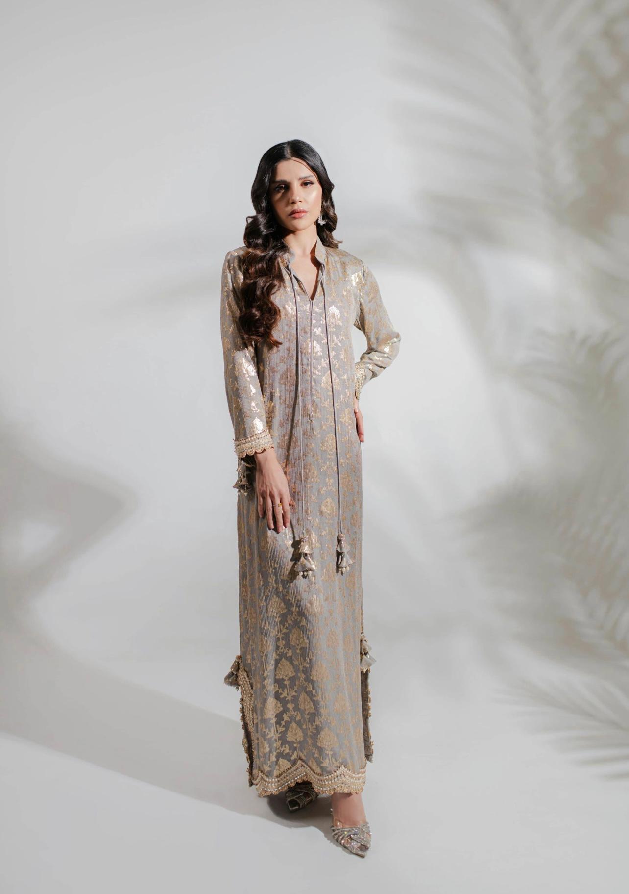 Euphoria Silver Kaftan by Alizay Saad - Alizay Saad