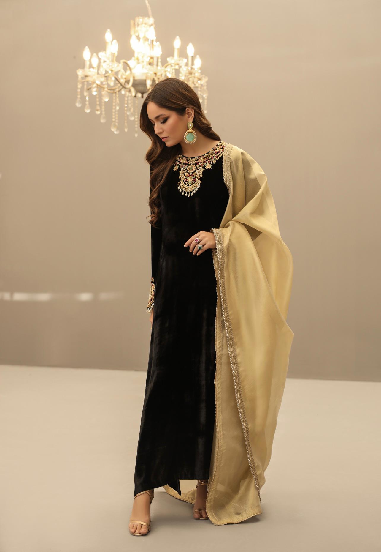 Gul - e - Rana Velvet luxe by Alizay Saad - Alizay Saad