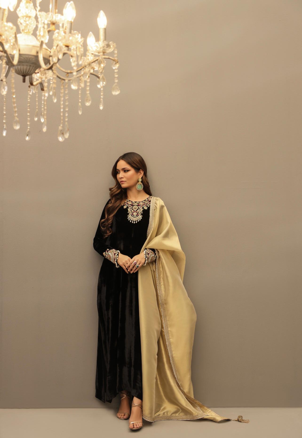 Gul - e - Rana Velvet luxe by Alizay Saad - Alizay Saad